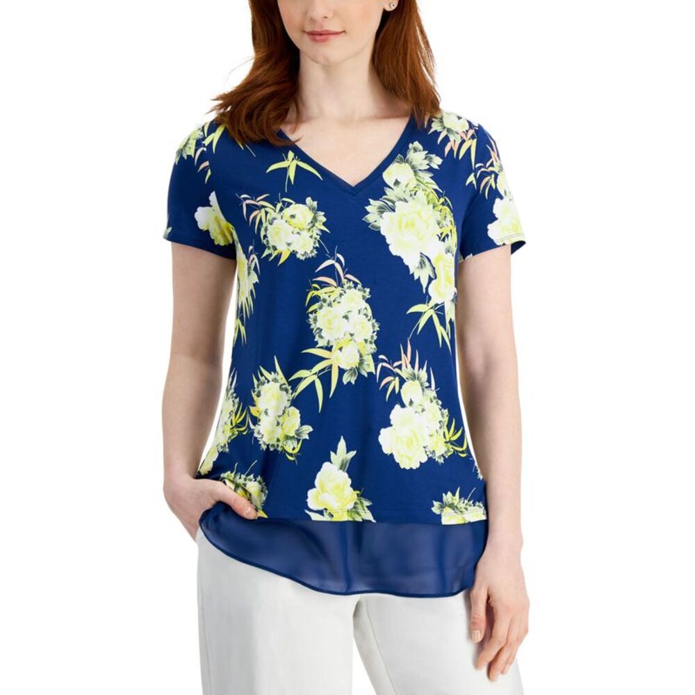 JM Collection Petite Floral Print Top
